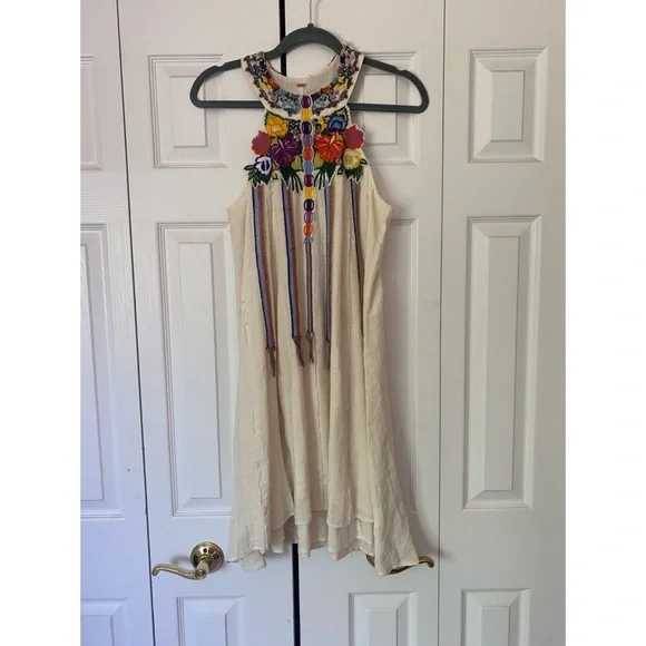 Free People | Dresses | Free People Embroidered Flower Dress | Poshmark